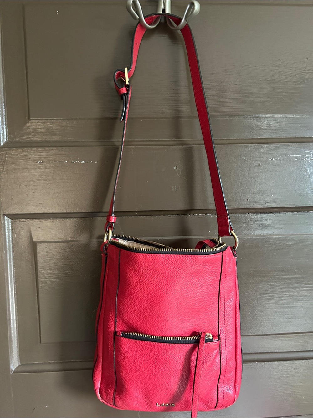 Lodis Red Leather Crossbody Bag